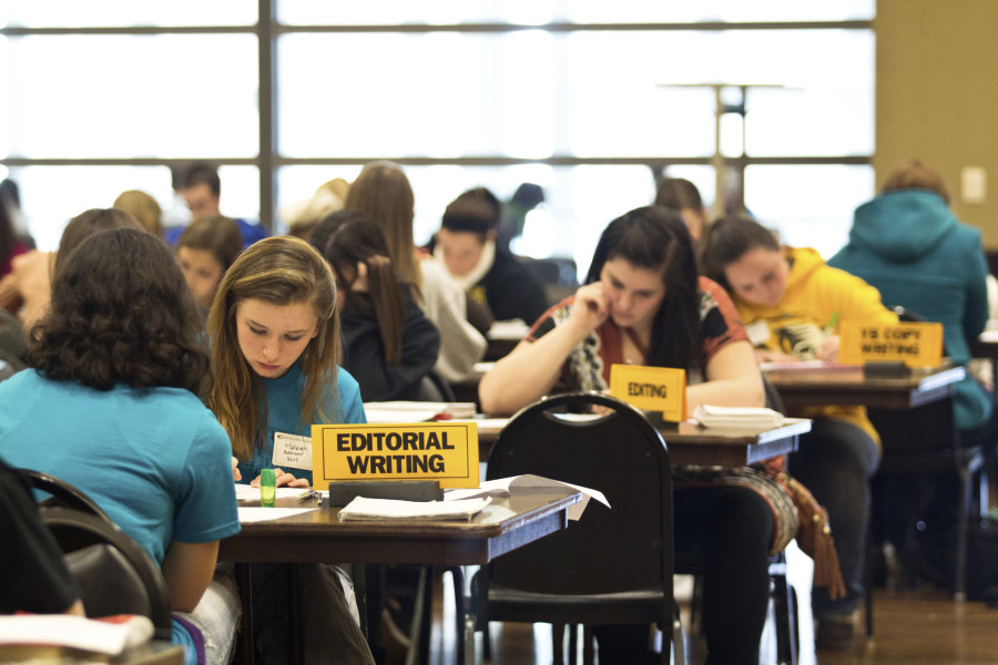 Students compete during an on-site contest at the Emporia site for KSPA's 2012 Regional Competition.